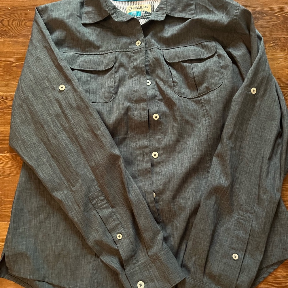 Magellan Outdoors Men's Charcoal Button Down Shirt